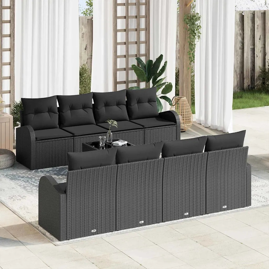 Set Divano da Giardino Nero 55 x 55 x 37 cm polyrattan 3345973