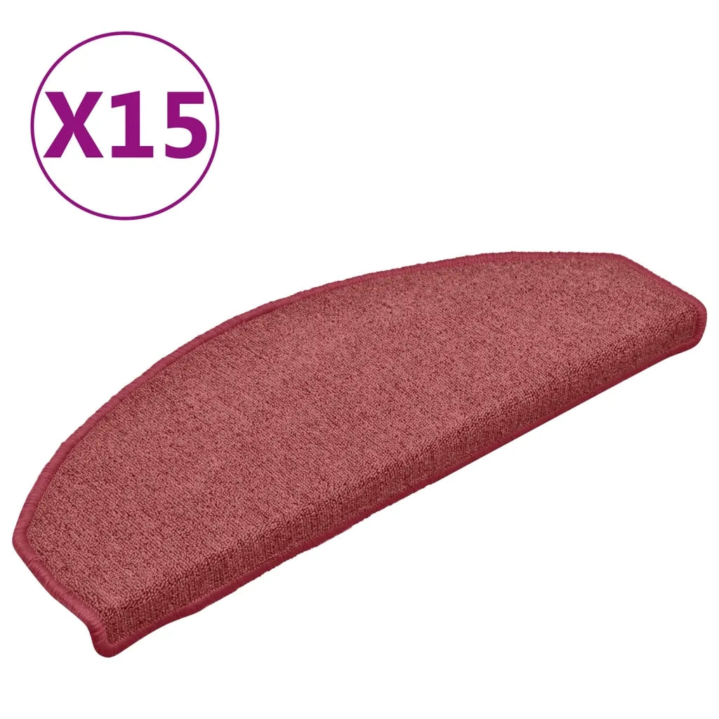 Tappetini per scale 15 pz 65x24x4 cm Bordeaux Semicircolari Grandi 322373