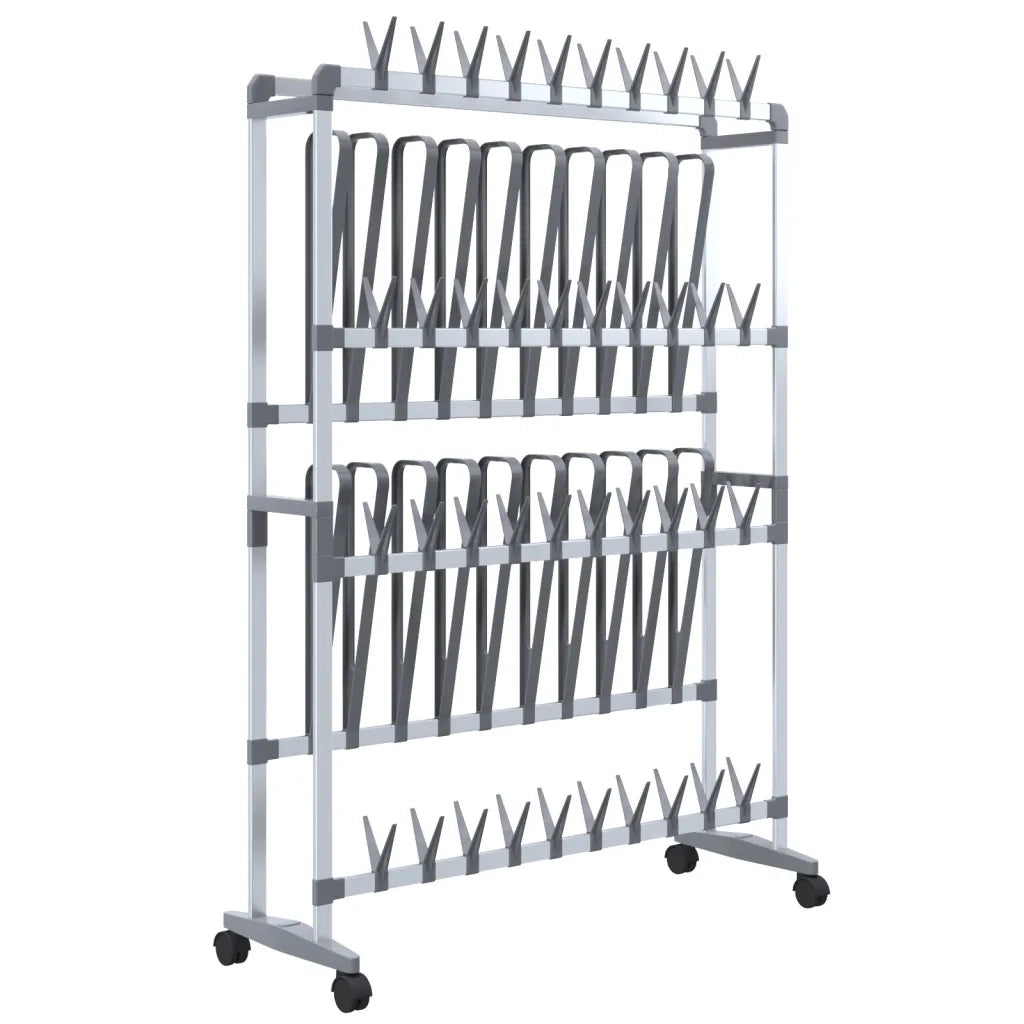 Scarpiera con Ruote-Scaffale per scarpe Argento 89x27x120 cm