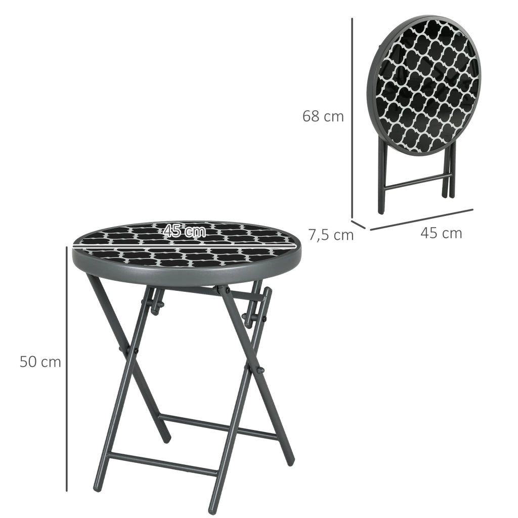 Tavolo da giardino pieghevole rotondo ¨C zephmum ¨C Nero, ?45x50 cm