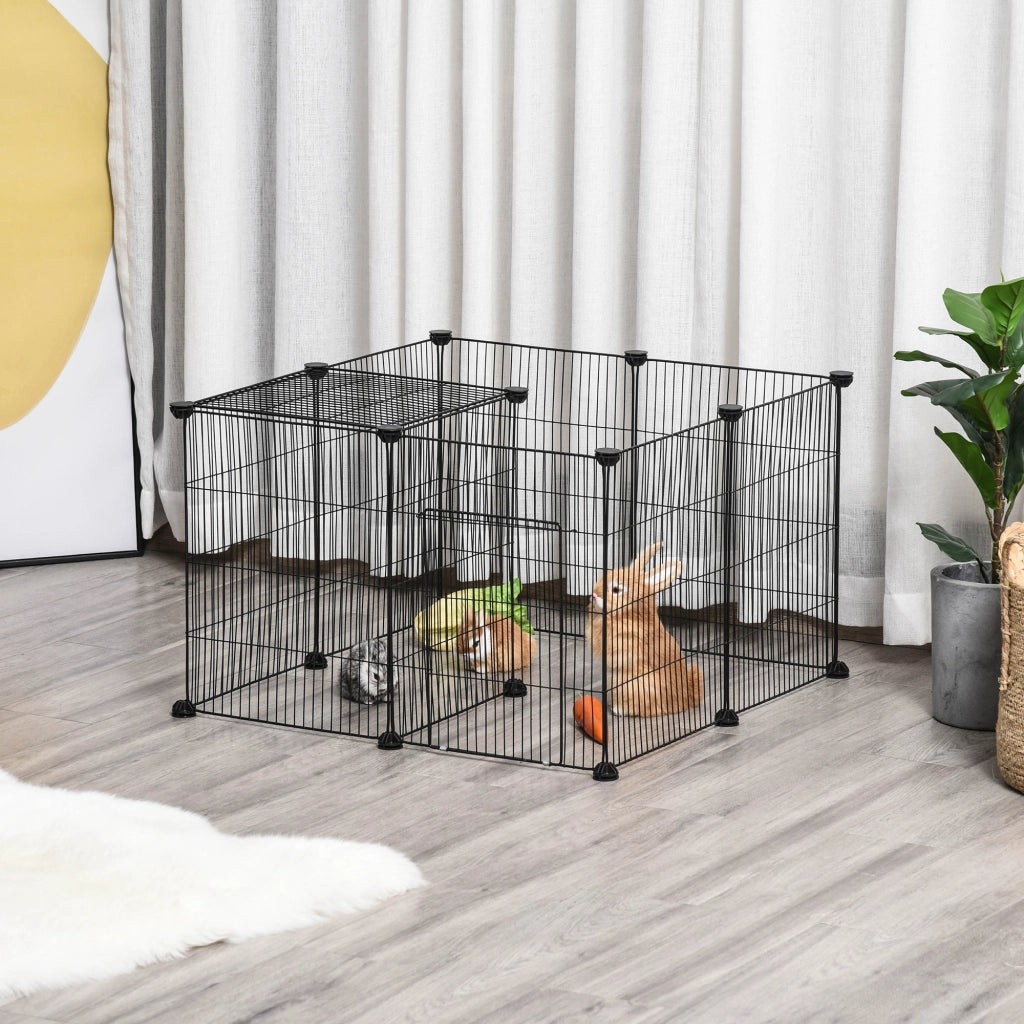 Gabbia per Animali 22 Pannelli ¨C zephmum ¨C Nero 105x70x45 cm