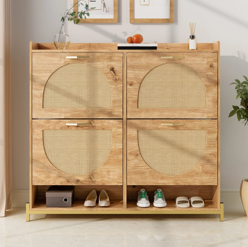 Scarpiera salvaspazio in MDF color legno 108;5 x 24 x 100 cm con struttura in metallo