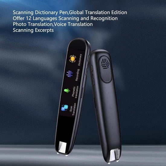 Traduttore portatile intelligente con schermo da 2,22 pollici - 12 lingue - lettore di testo - traduzione online - funzione di registrazione - altoparlante indipendente - batteria da 1050 mAh - per studio e viaggi