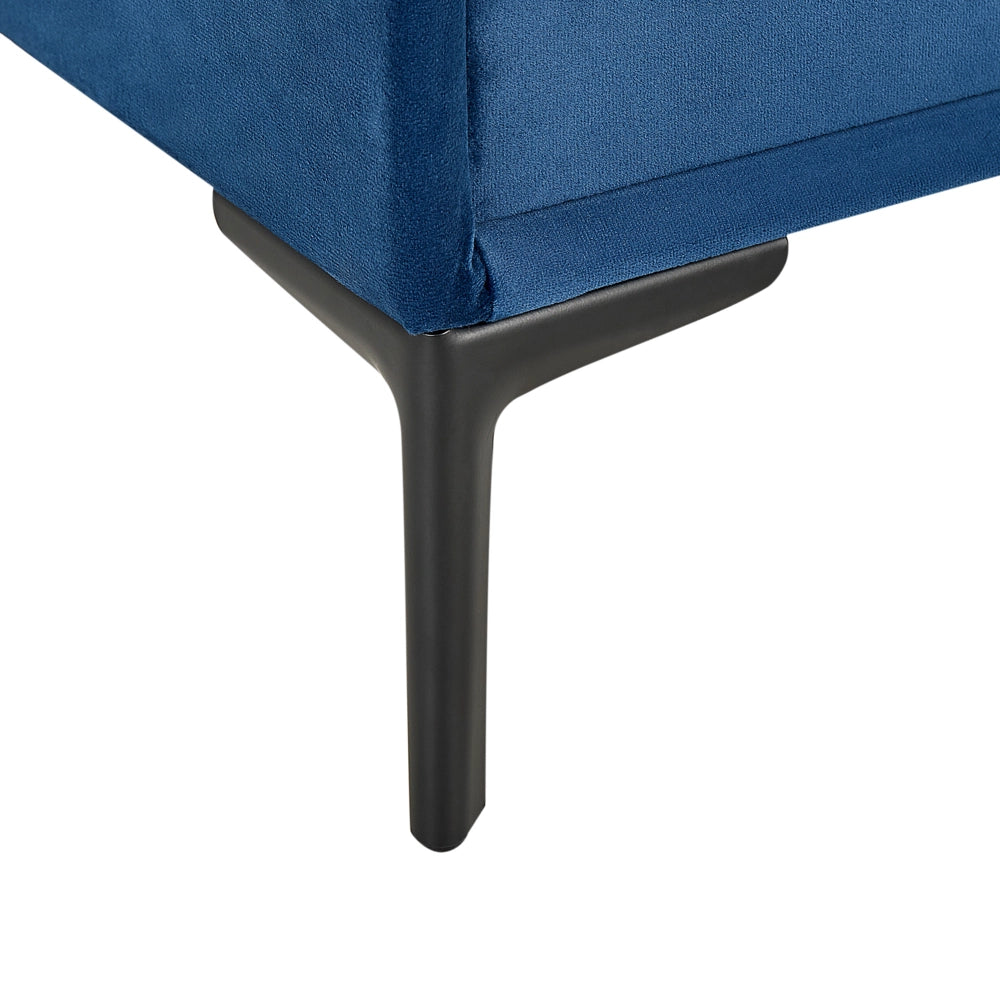Comodino Velluto Blu Gambe in Metallo Nero con 2 Cassetti Contenitori 44x 38 cm Comodino