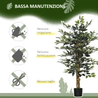 Pianta Artificiale di Fico da 130 cm a 702 Foglie e 3 Tronchi con Vaso Ø15x12.5 cm, per Interni ed Esterni