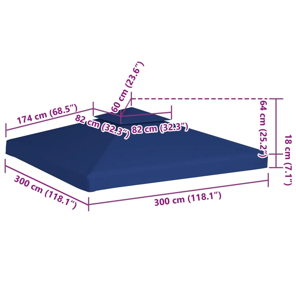 Telo di Ricambio per Gazebo 310g/m² Blu Scuro 3x3m 40879