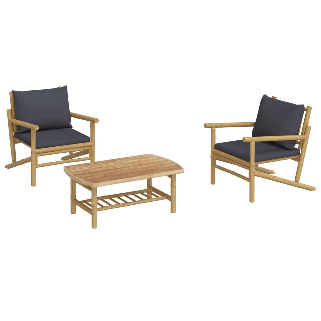 Set Salotto da Giardino 3pz con Cuscini Grigio Scuro BambÃ¹cod mxl 76395
