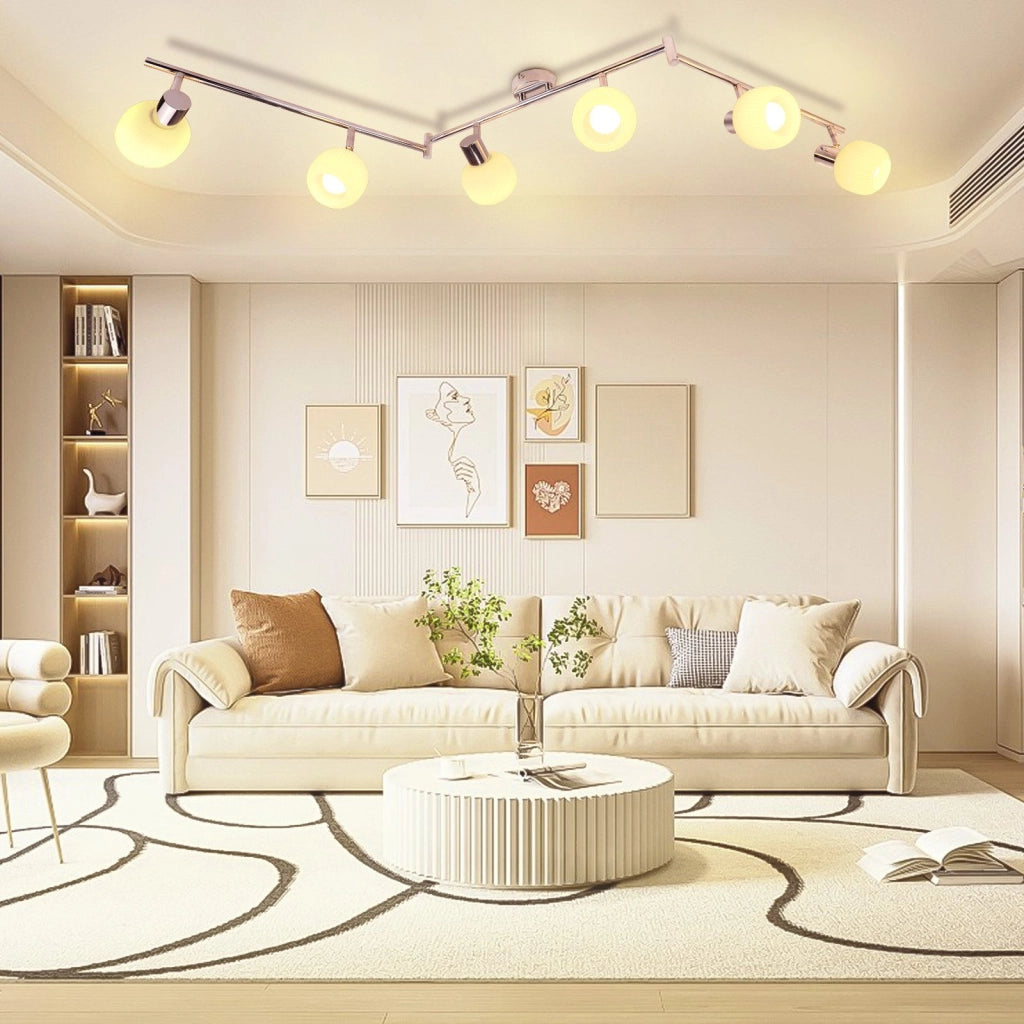 ZMH Faretto da soffitto 6 luci E14 vetro bianco moderni per soggiorno