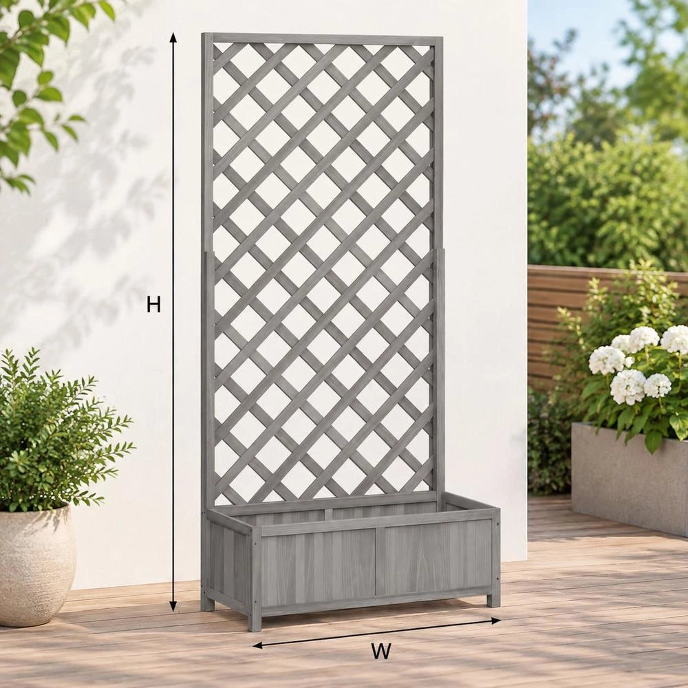 Plant Pot With Trellis Gray Solid Fir Wood