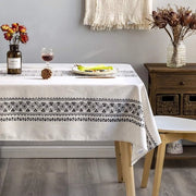 Tavolo rustico, tovaglia in lino, disegno stampato, schema geometrico, decorativo, 140 x 200 cm, rettangolare/alla lunga, leggero, lavabile, tovaglia per cucina e sala da pranzo