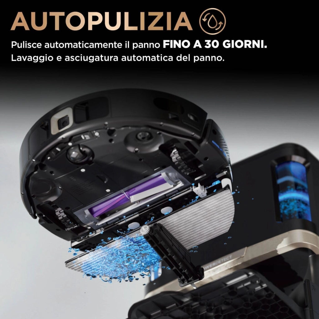 PowerDetect Robot Aspirapolvere Lavapavimenti 2 in 1, NeverTouch Pro Autosvuotante, Autoriempimento, Autopulizia, Navigazione 3D LiDAR, Bypass Ostacoli NeverStuck, WiFi/App, Nero RV2800ZEEU