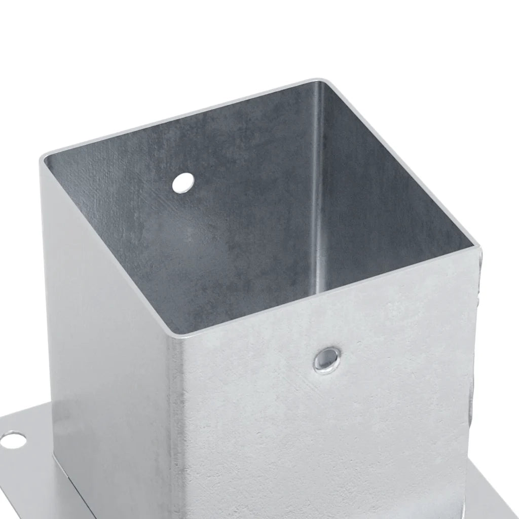 Basi per Pali Quadrate 4 pz Argento 101x101 mm Acciaio Zincato 42000012