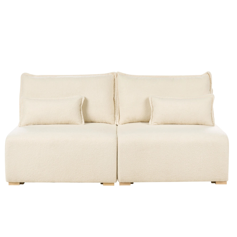 Divano componibile bianco sporco Boucle imbottito con funzione letto e contenitore Stile minimalista