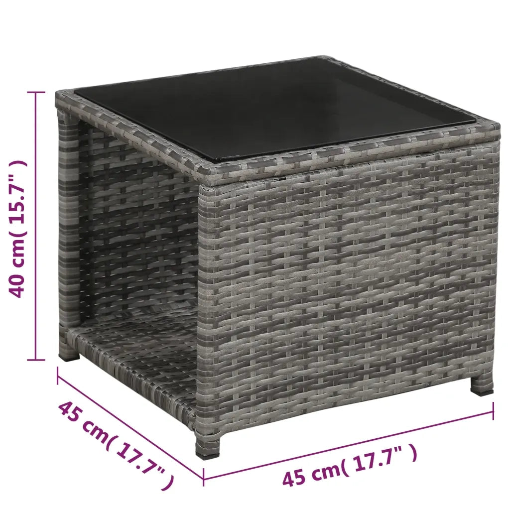 Set da Bistrot 3 pz con Cuscini in Polyrattan Grigio cod mxl 35509