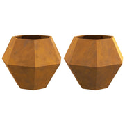 Set di 2 fioriere rettangolari da esterno 75 x 75 x 60 cm in acciaio arrugginito 02_0053117