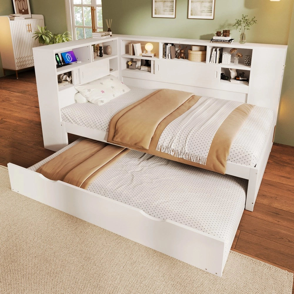 Letto estraibile con vano contenitore USB ¨C Minimal ¨C Bianco 90x200cm