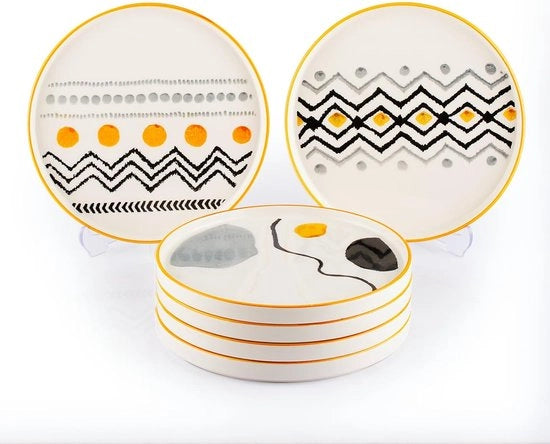 Set da tavola axiale per 6 persone per colazione e dolci - 6 pezzi, tavola per torte, resistente al lavastoviglie.