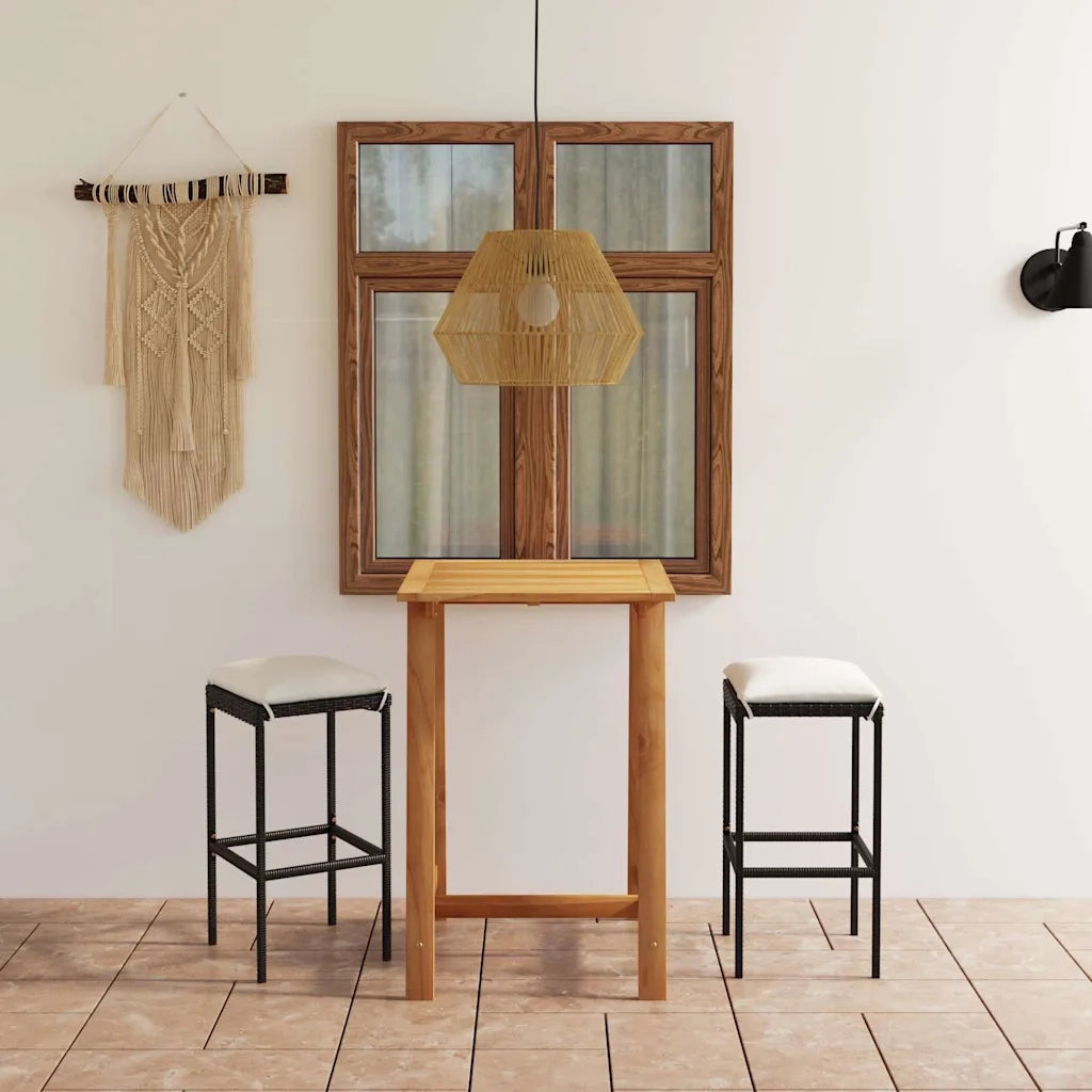 Set Bar da Giardino 3 pz | Set Salotto da Giardino con Cuscini Nero