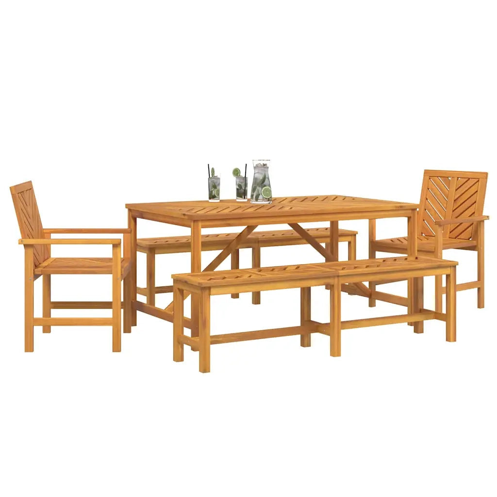 Set da Pranzo per Giardino 5 pcs Marrone 3154113