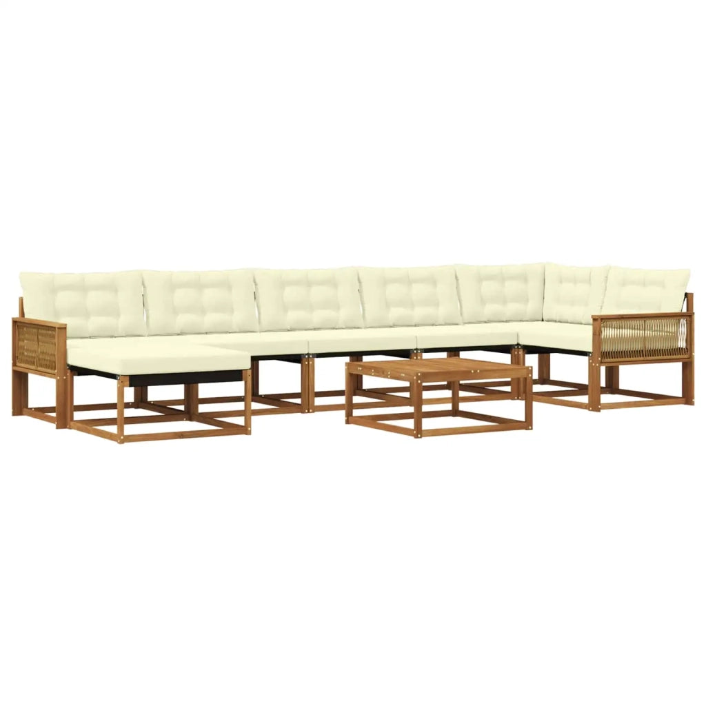 Set di divani da esterno con cuscino 8 pcs Naturale e Crema