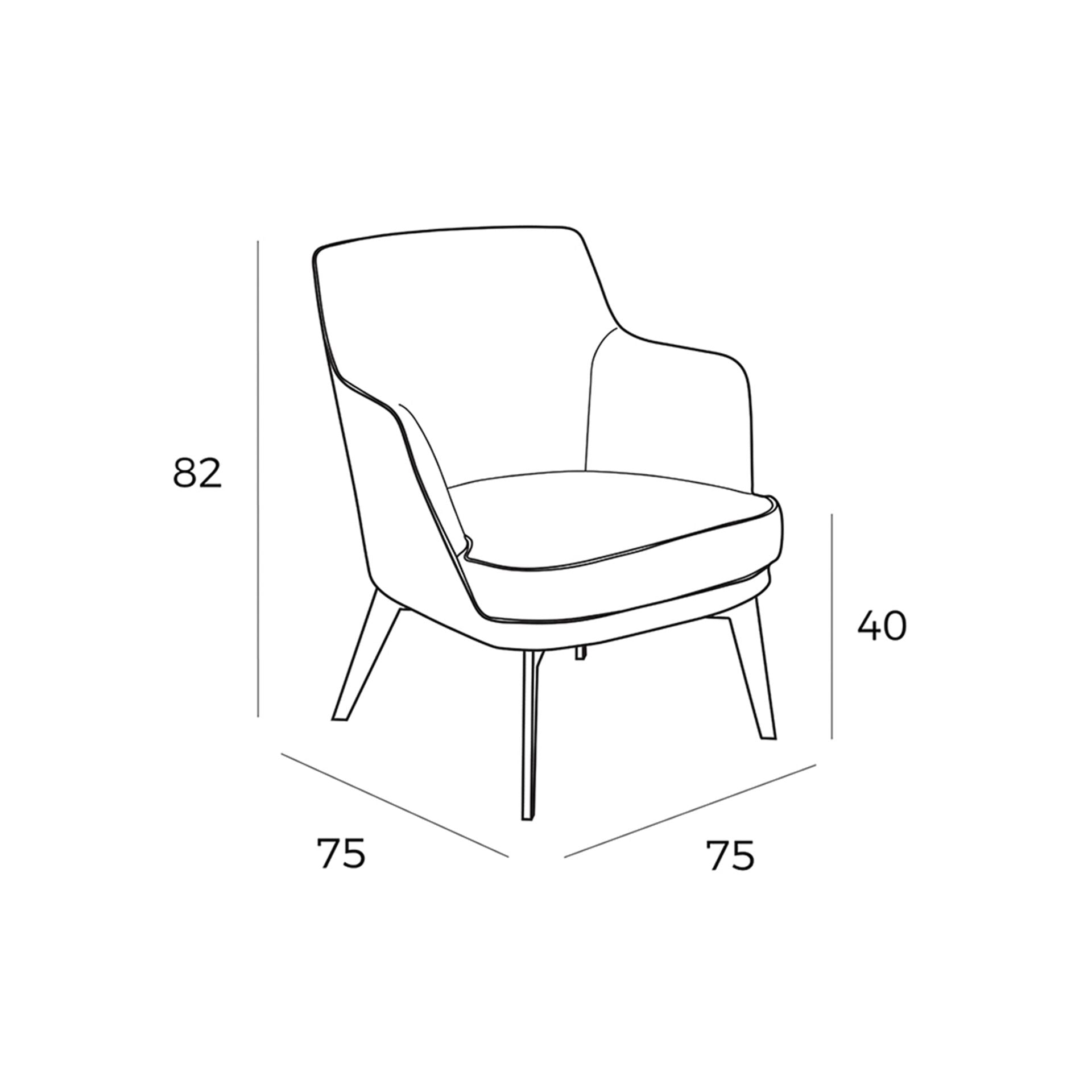 Poltrona in tessuto bianco e nero ed ecopelle marrone cioccolato