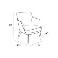 Poltrona in tessuto bianco e nero ed ecopelle marrone cioccolato