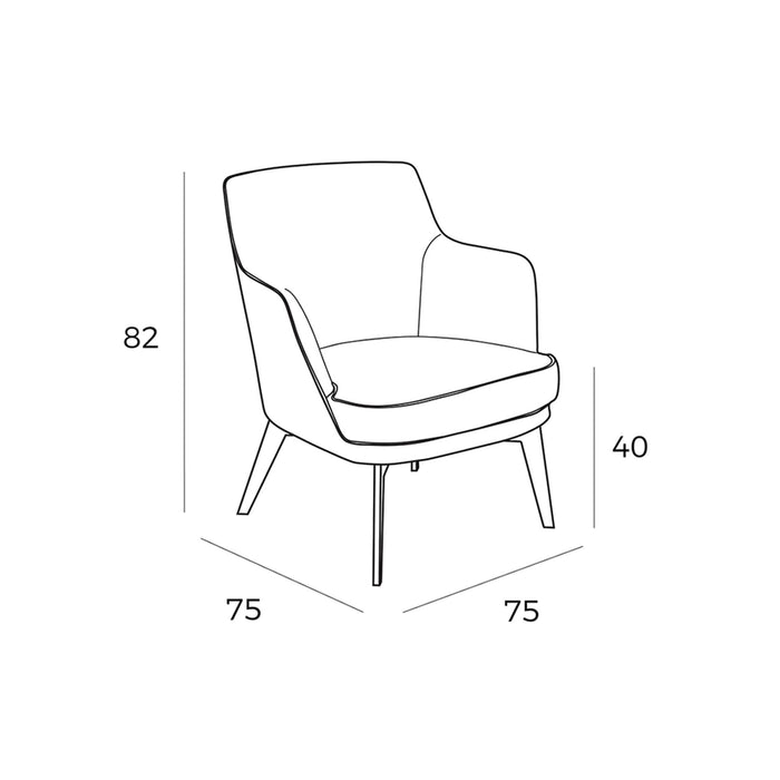 Poltrona in tessuto bianco e nero ed ecopelle marrone cioccolato