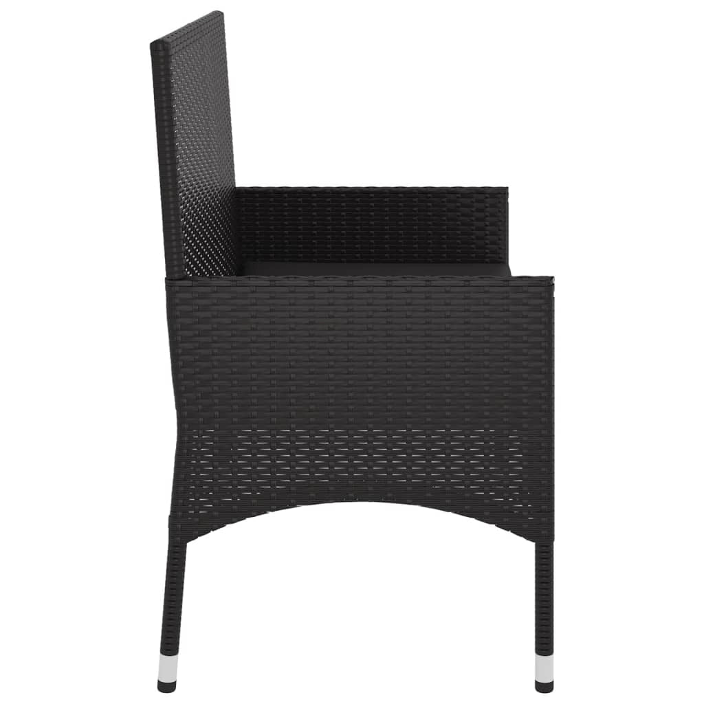 Panca da giardino a 2 posti mobili da esterno per patio mobili da terrazza con cuscini resina intrecciata nera 02_0011779