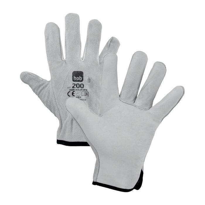 GUANTI HOB CROSTA/PALMO FIORE BOVINO BIANCO TG. 8  (12 paia)