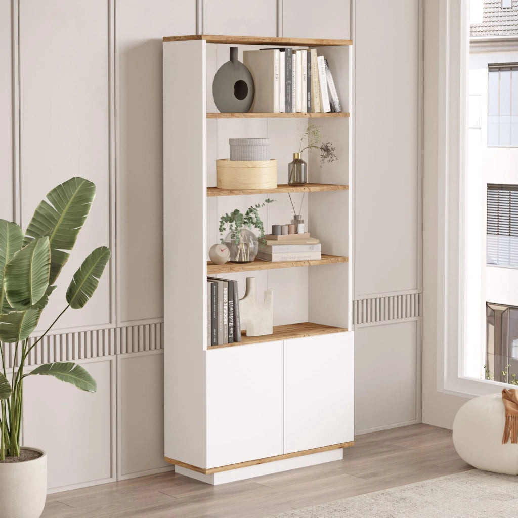 Libreria in legno "FR16" - 75 x 26 x 168 cm - Pino Atlantico Bianco