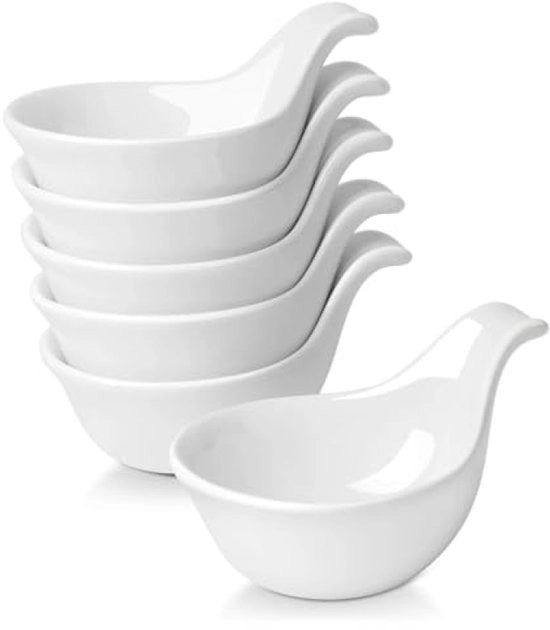Set di immersione ceramica portatile da 3 oz. con manico - per spezie, salsa di soia, dips.