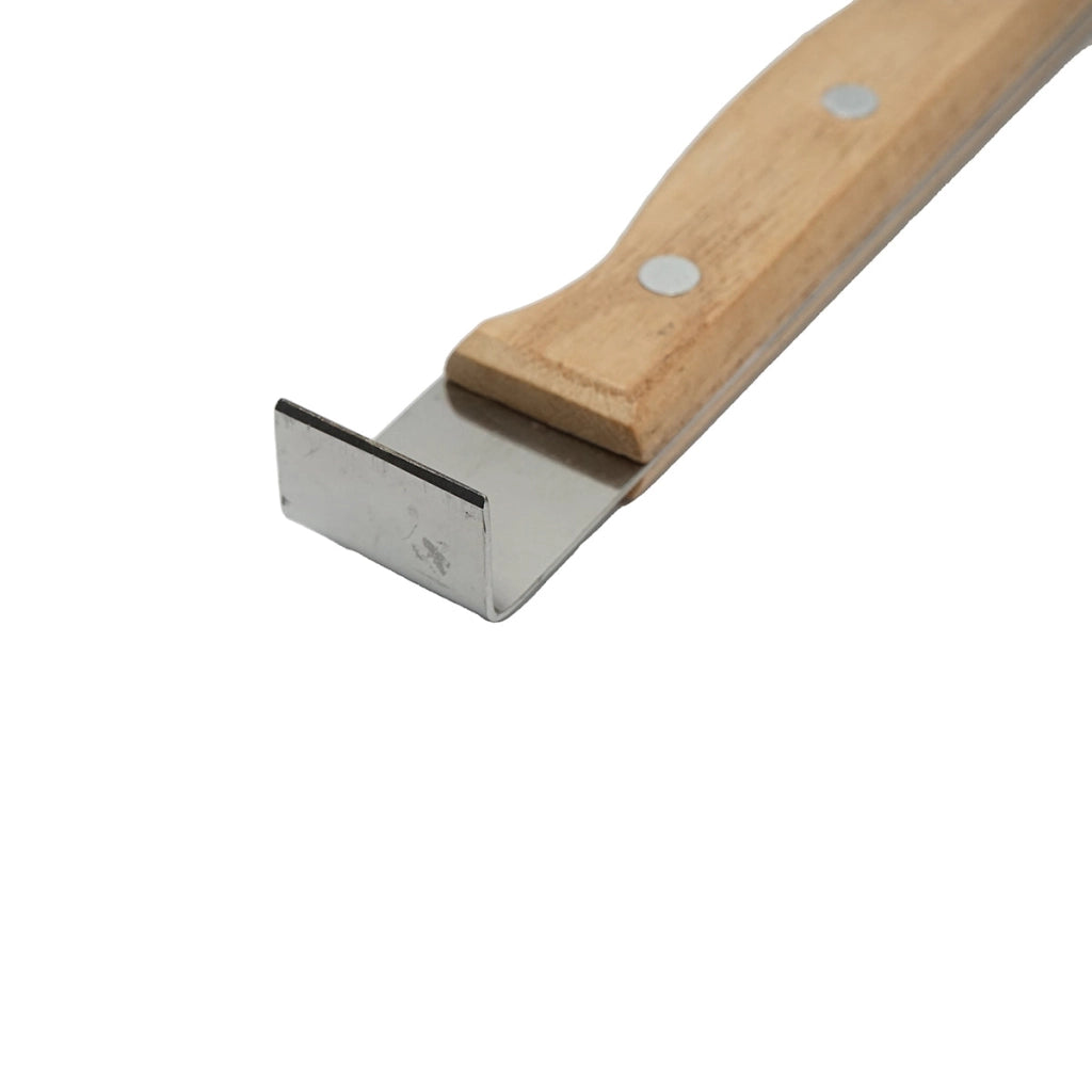 Coltello in acciaio inox con manico in legno e scalpello per apertura 300mm