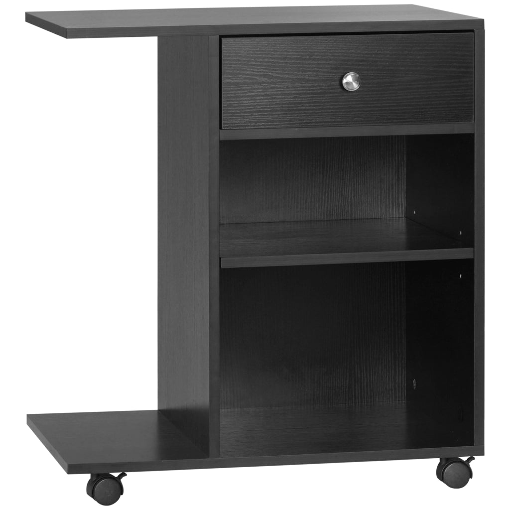 Mobile Porta Stampante con Cassetto e Ripiani ¨C Zephmum ¨C Legno Nero 60x40x68.5cm
