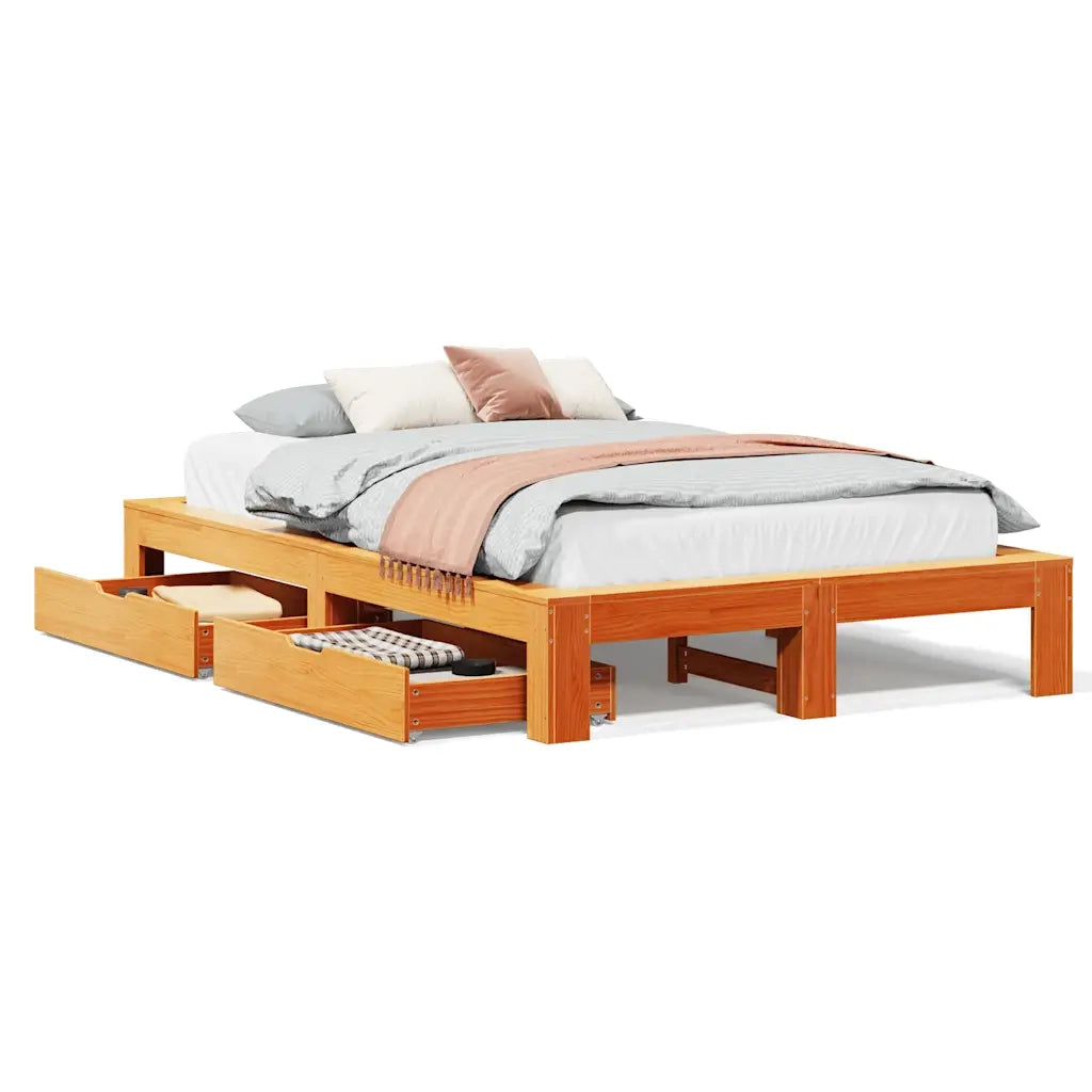 Giroletto senza Materasso Marrone Cera 135x190 cm Legno di Pino 3309016