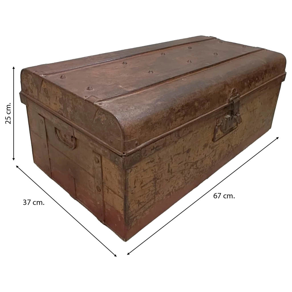 Valigia artigianale in metallo, 67x37x25h cm