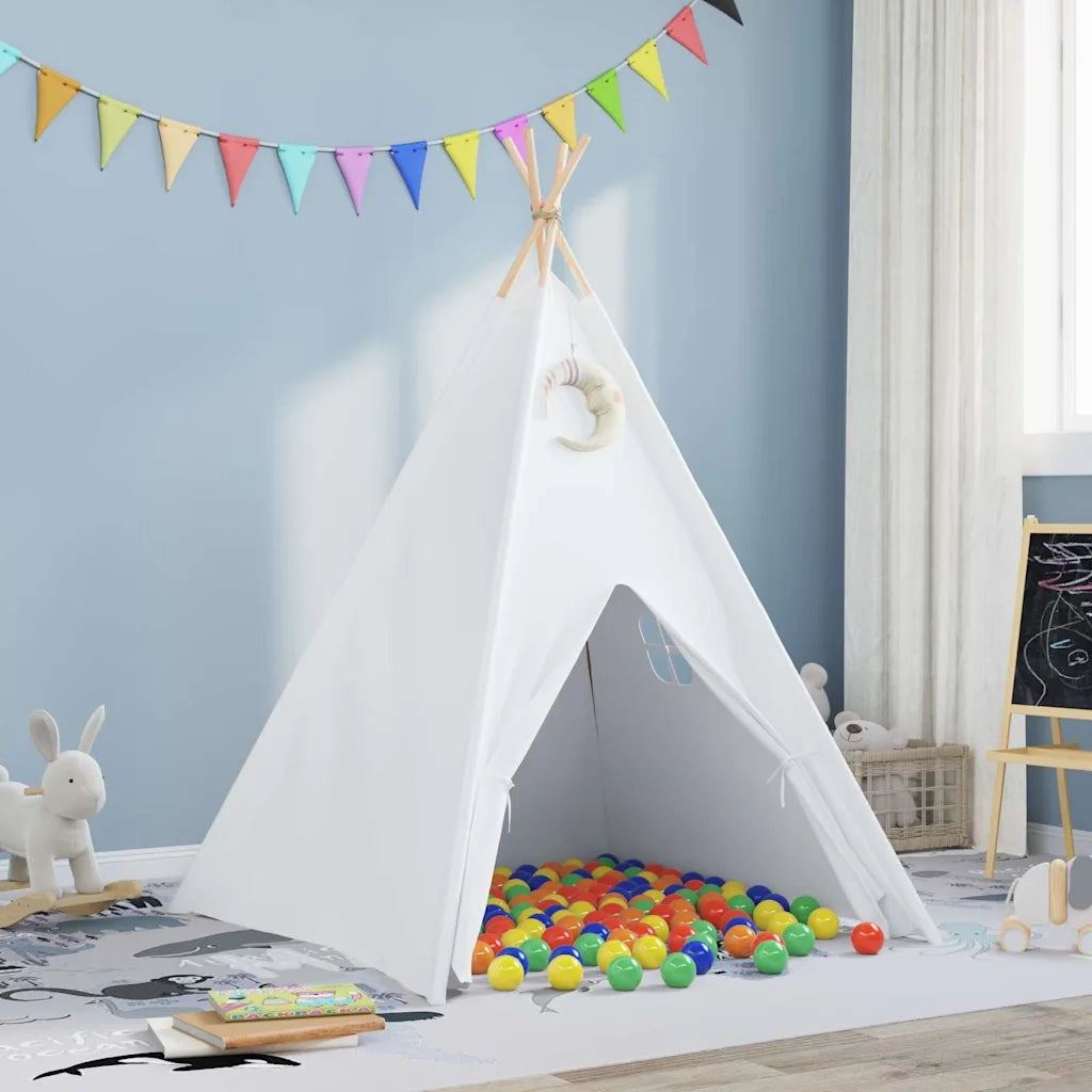 Tenda Teepee-Tenda da campeggio Bianco 120 x 120 x 150 cm Tessuto e Plastica 140993