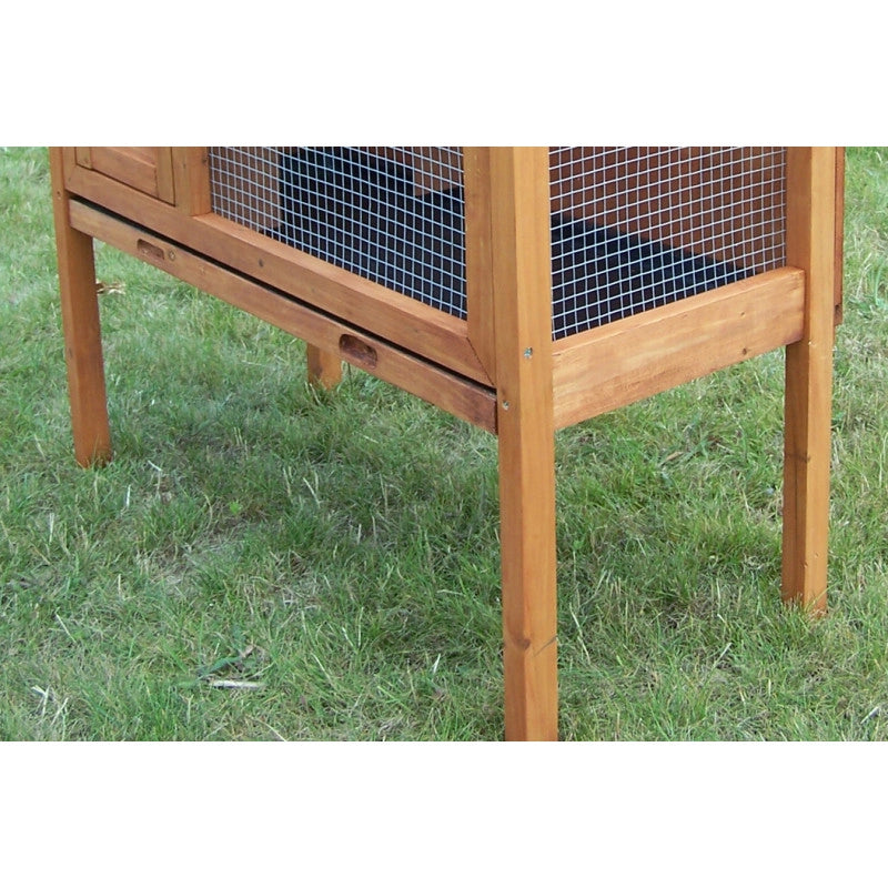 Conigliera in legno 91x45 cm – tetto bitumato, cassetto estraibile, rialzata per 2-3 conigli – CL1007 Foresta