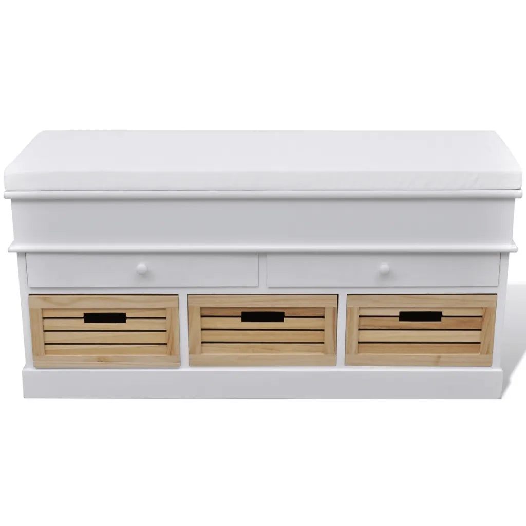 Cassapanca per Ingresso Bianca con Cuscino 2 Cassetti 3 Cestini cod mxl 49303