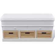 Cassapanca per Ingresso Bianca con Cuscino 2 Cassetti 3 Cestini cod mxl 49303