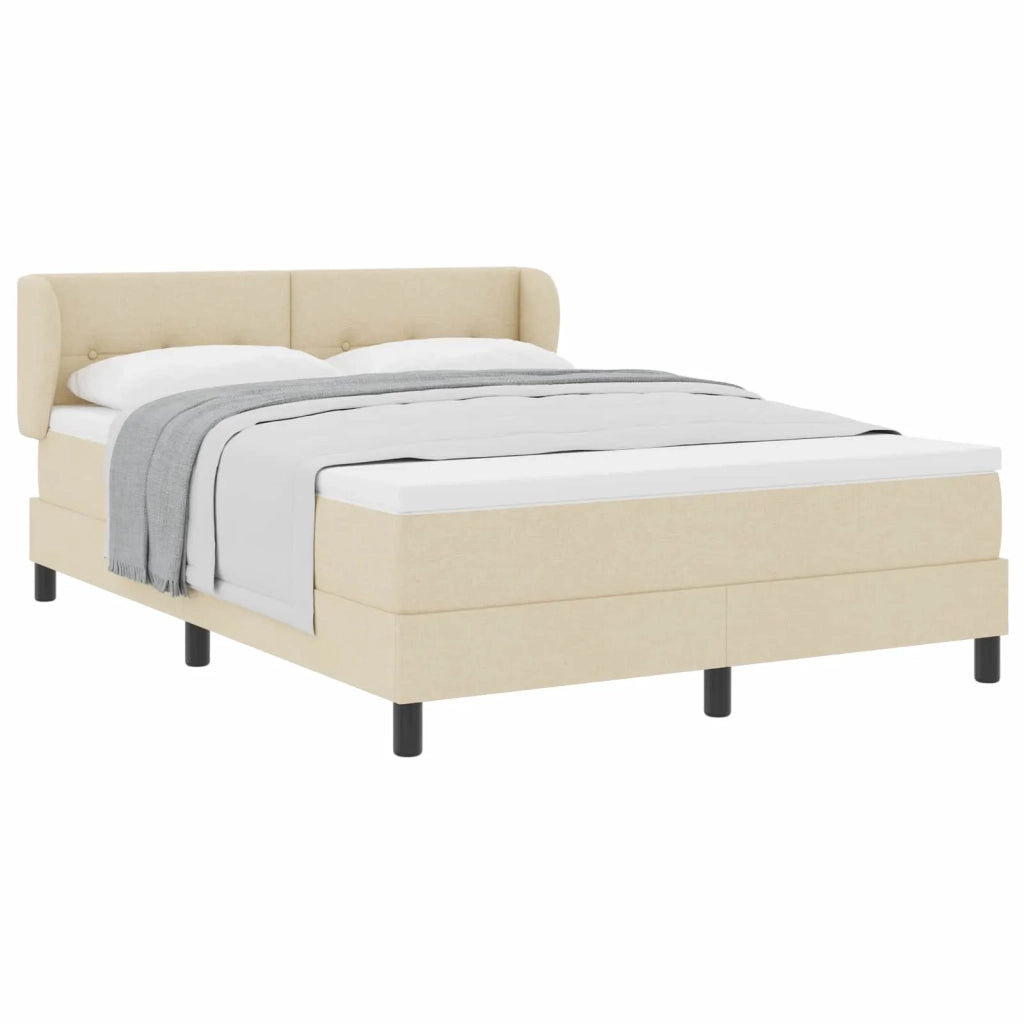 Letto a molle con materasso Crema 160 x 200 cm Tessuto 3340036