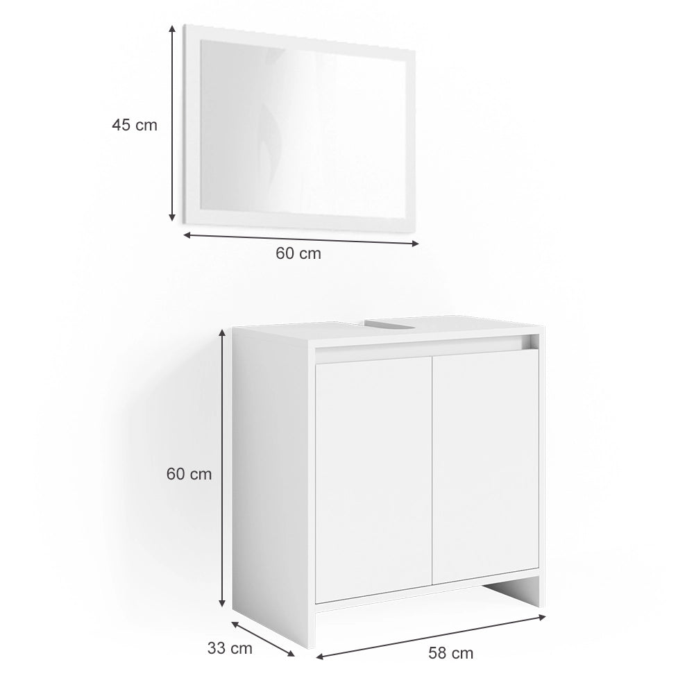 Vicco Set mobili bagno Bianco 2 parti