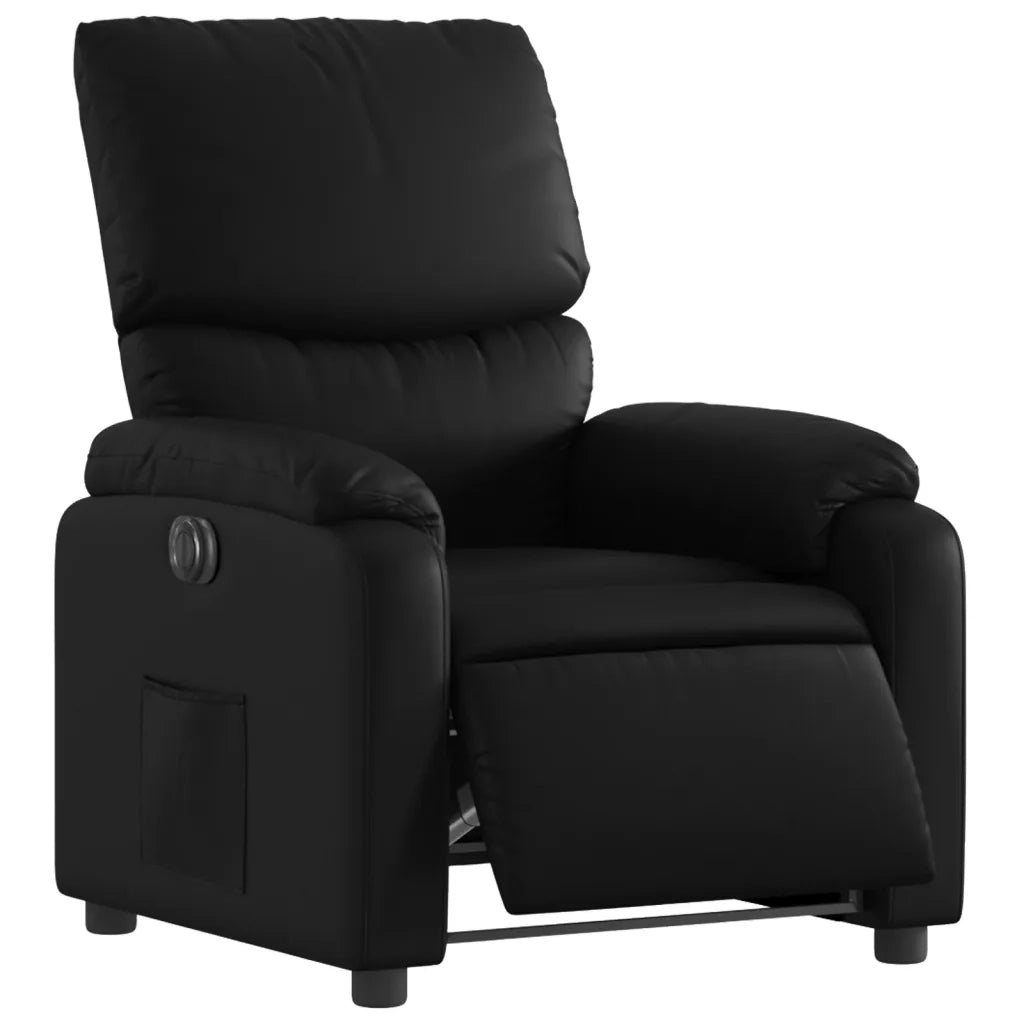 Divano Sedia-Poltrona Reclinabile Elettrica Nera in Similpelle 910147