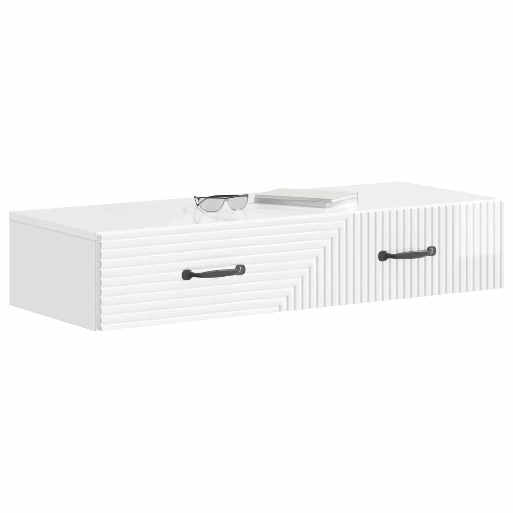 Tavolino da Parete Laterale Bianco Lucido 87,5 x 34,5 x 17 cm 898669