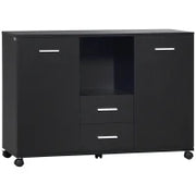 Armadietto Multifunzionale per l'Ufficio con Ruote a 360°, per Stampanti e Fascicoli, in Legno Nero 100x40x71cm