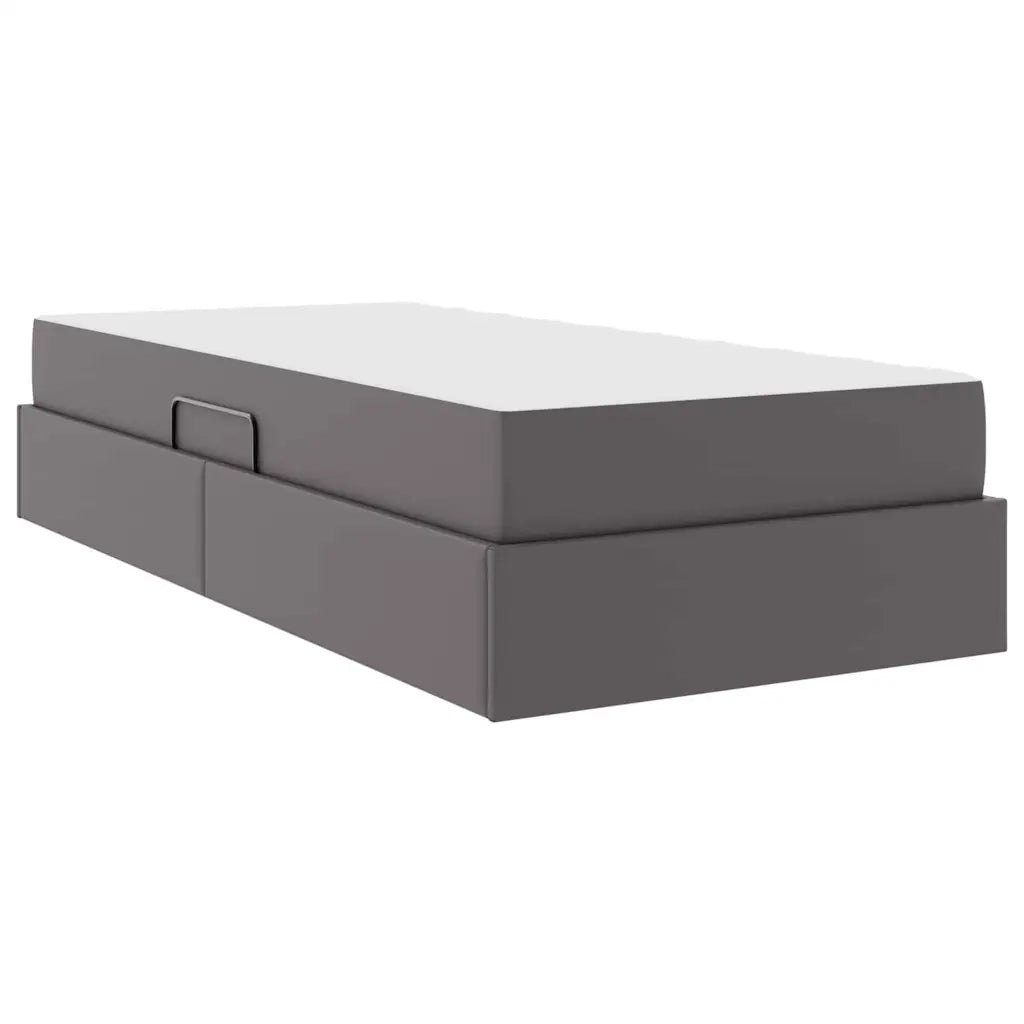 Letto con contenitore e materasso 2 pcs Grigio Pelle 3399594