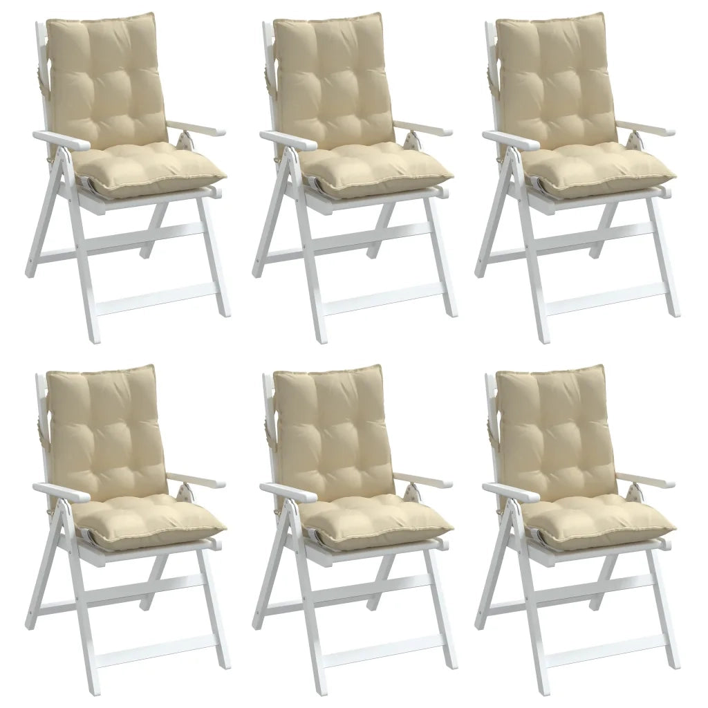 Cuscini per Sedia Schienale Basso 6 pz Beige in Tessuto Oxford