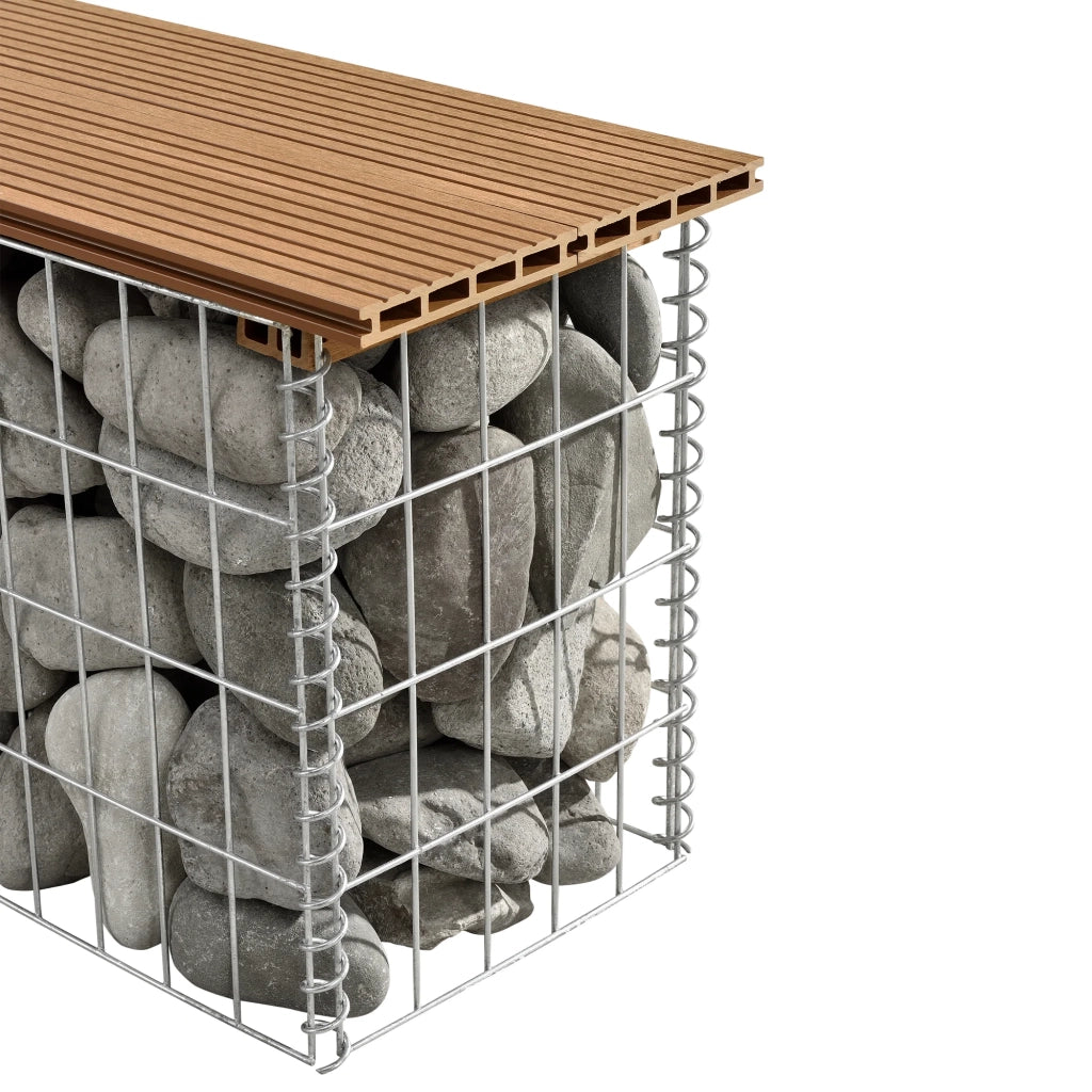 Panca da giardino in gabbione 100 x 30 x 5 cm teak marrone chiaro 03_0006436