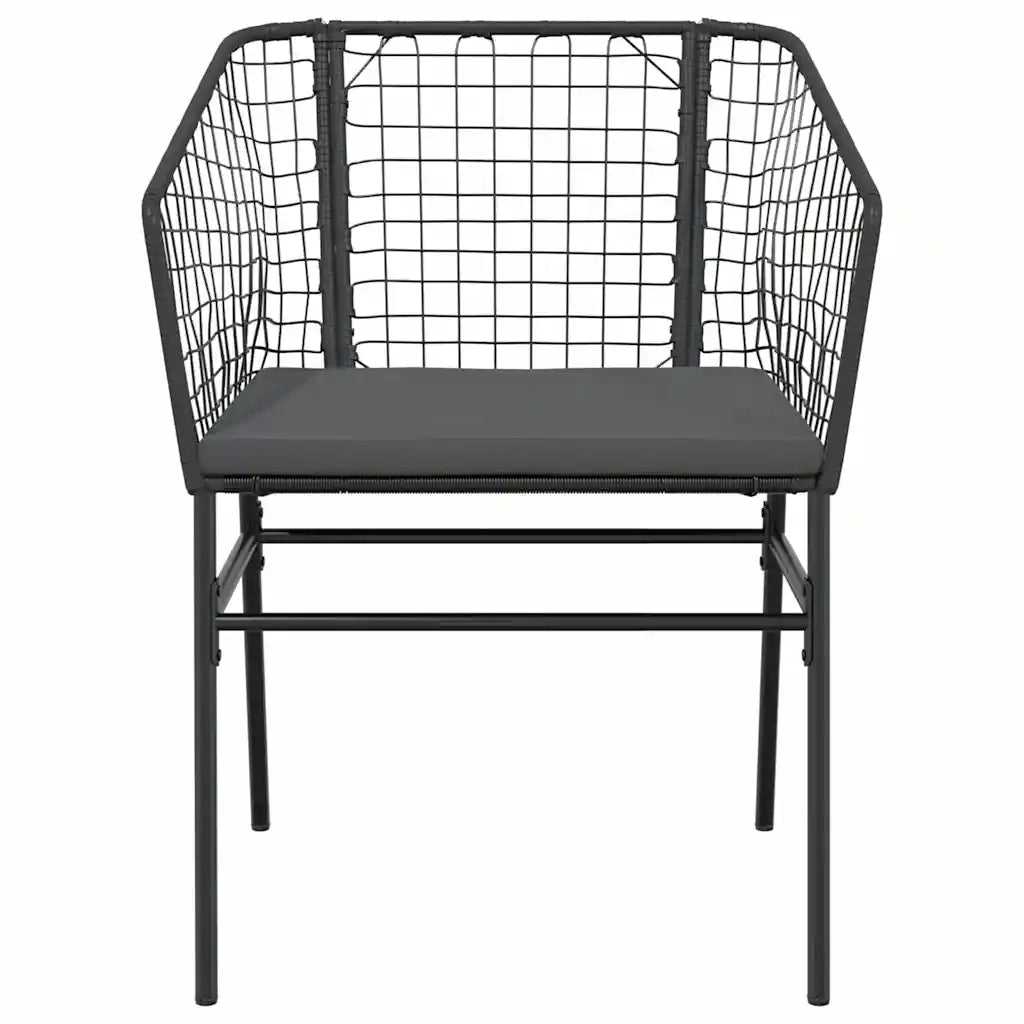 Sedie da Giardino con Cuscini 2 pz | Sedie da Esterno Nere in Polyrattan