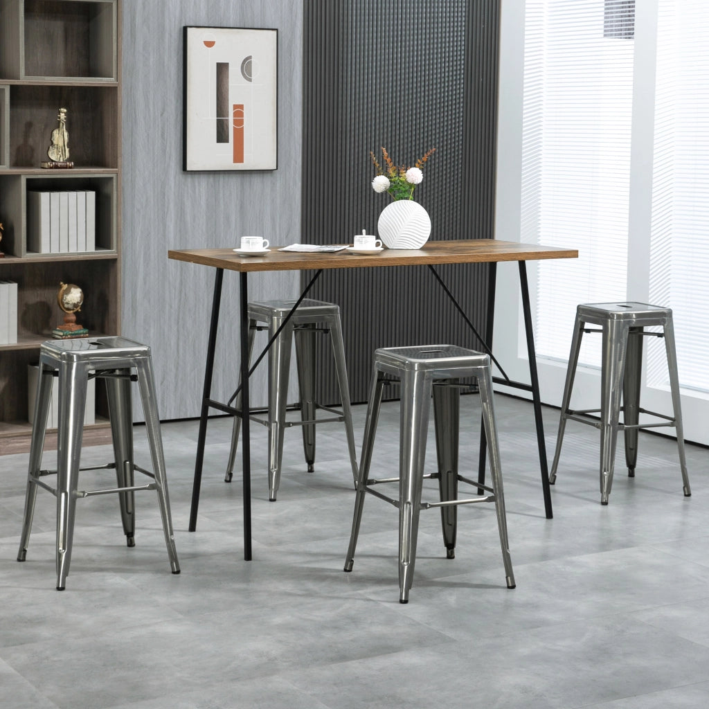 Sgabelli da Bar ¨C zephmum ¨C 4 Pezzi Metallico Grigio 76 cm