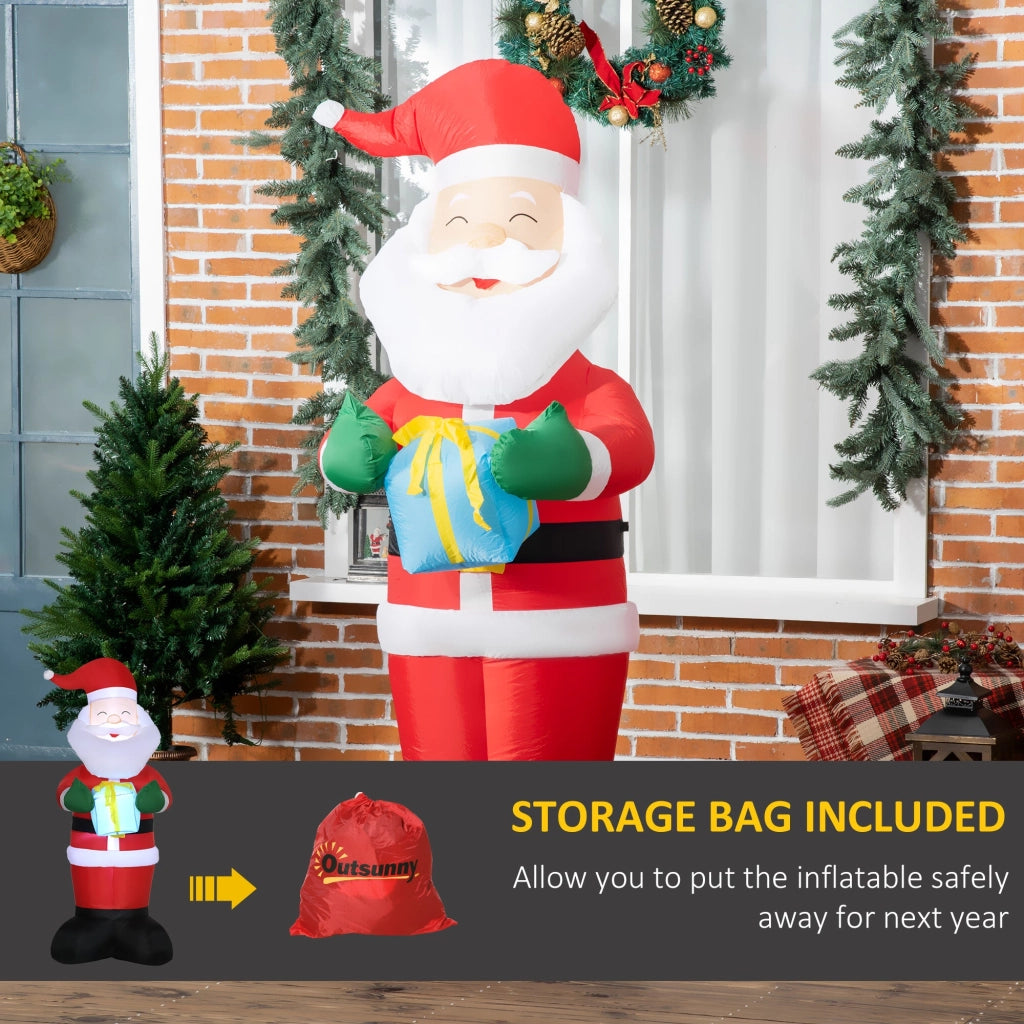 Babbo Natale Gonfiabile 77x68x184 cm con Regalo e 3 Luci LED